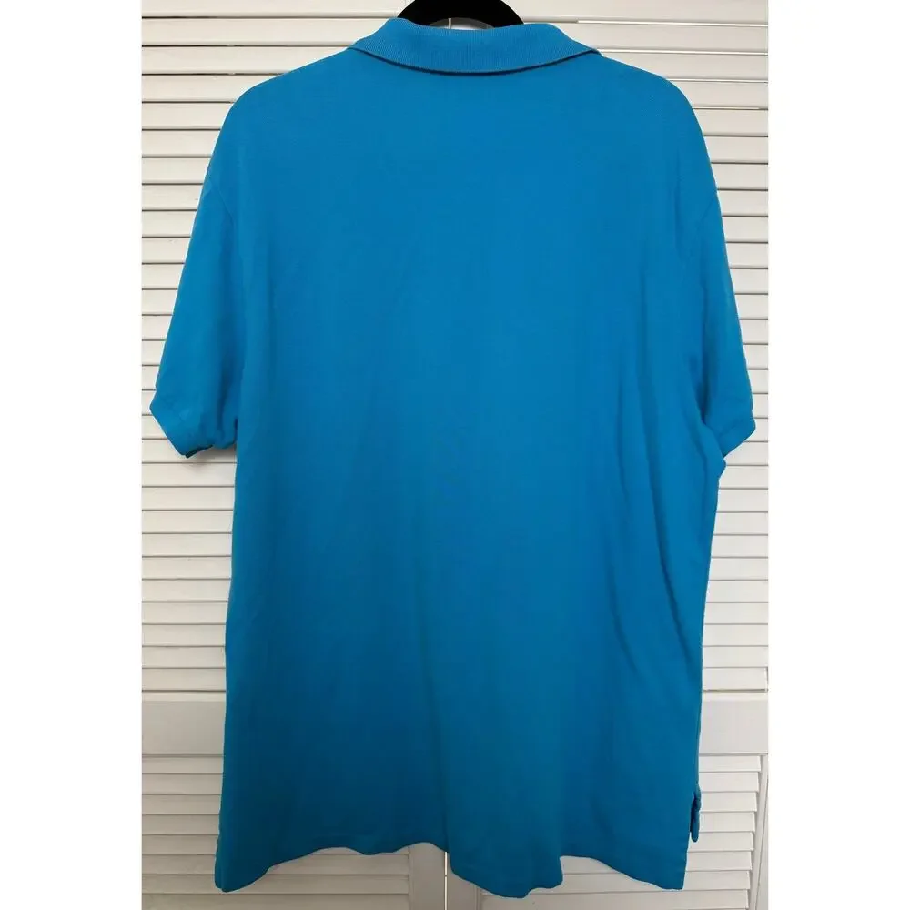 Polo Ralph Lauren Blue Custom Fit Mesh Polo Yellow Logo XXL Preppy Classic